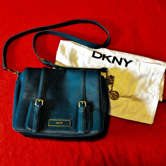 DKNY turquoise blue real leather structured shoulder crossbody bag EUC (as new) - Picture 3 of 15